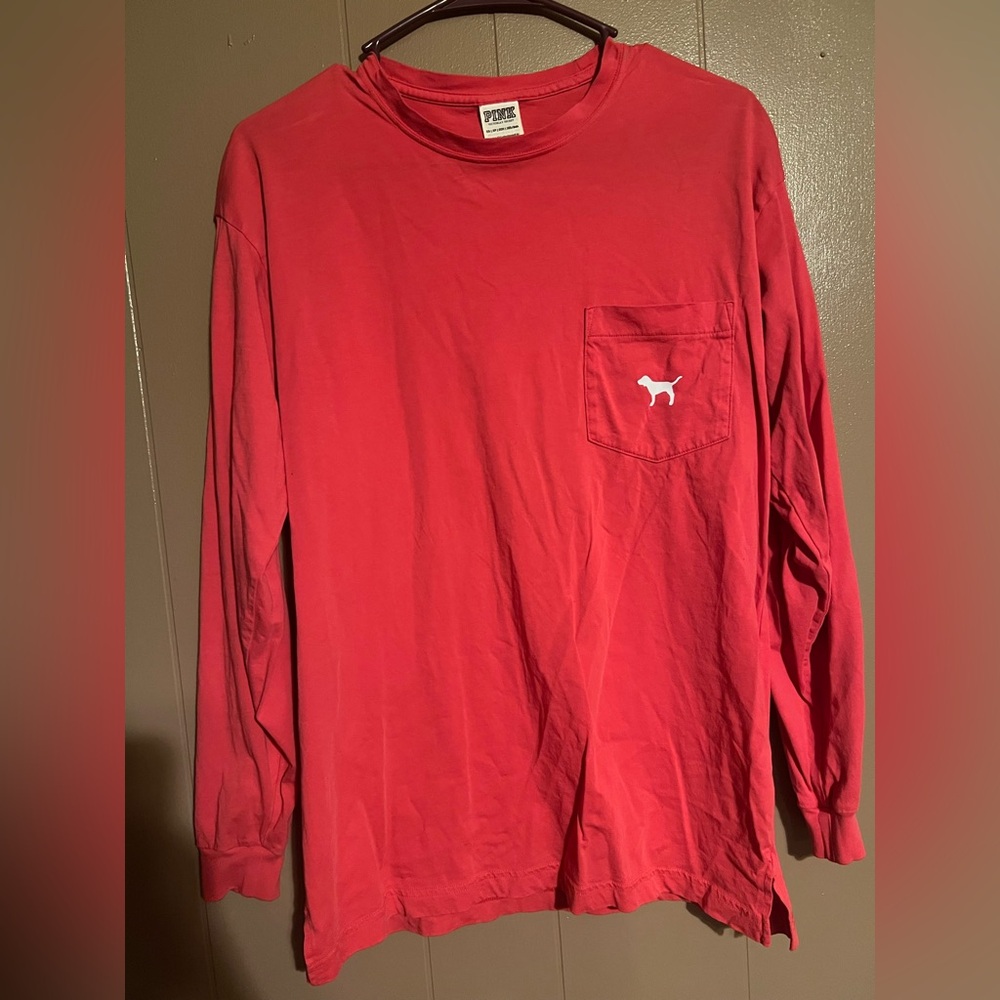 (6/$10) NWOT PINK Victoria's Secret Red Long Sleeve Tee